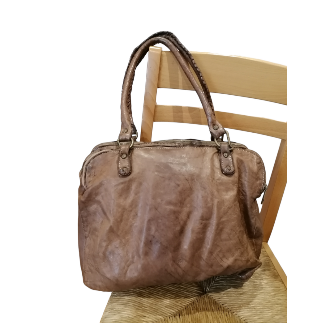 A Meta Prezzo! STOCK SS184 Shopper Tre comparti Noce Scuro Solein Pelle Sauvage