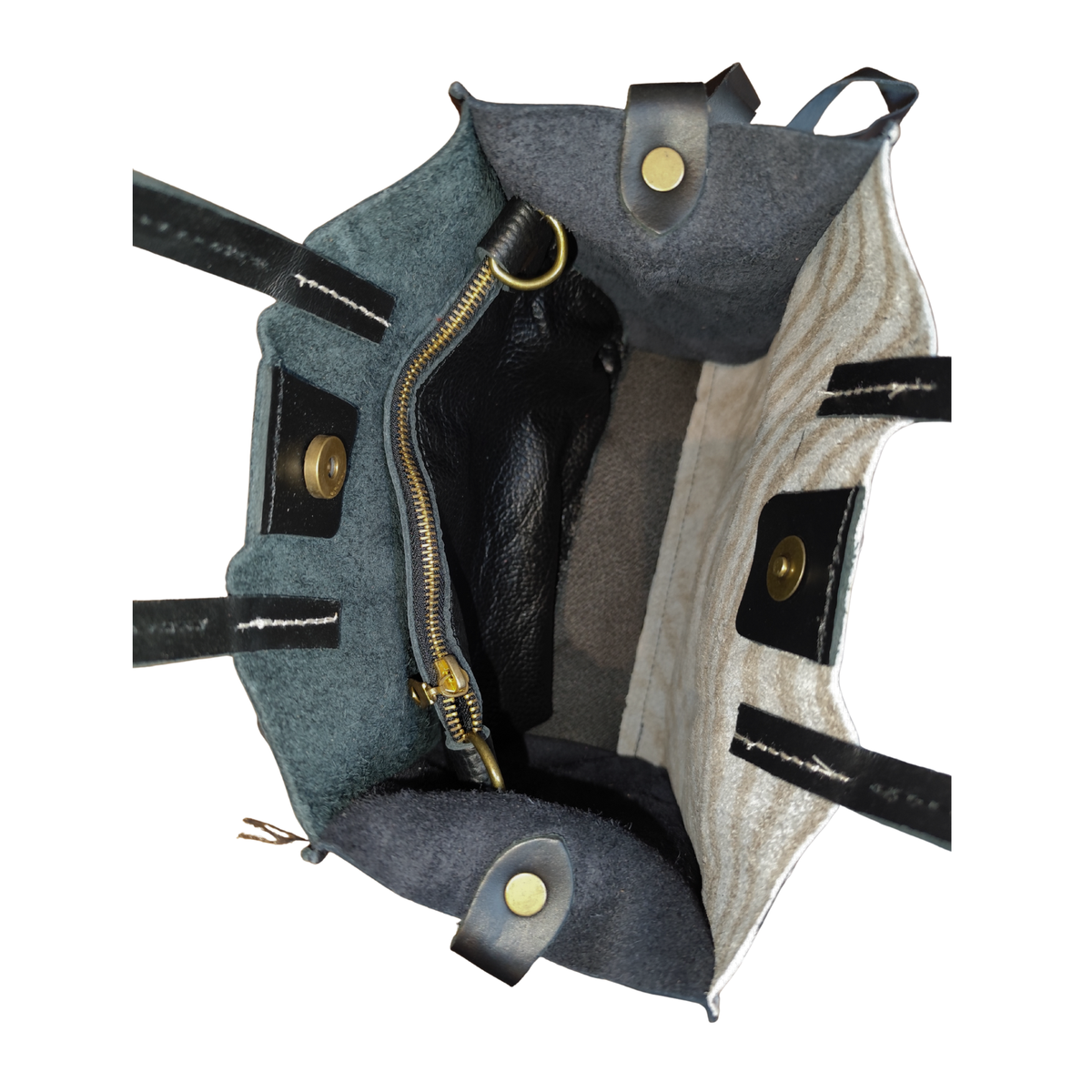 Borsa Quadrata con Bustina in Vera Pelle tipo Cavallino | Artigianale | Made In Italy