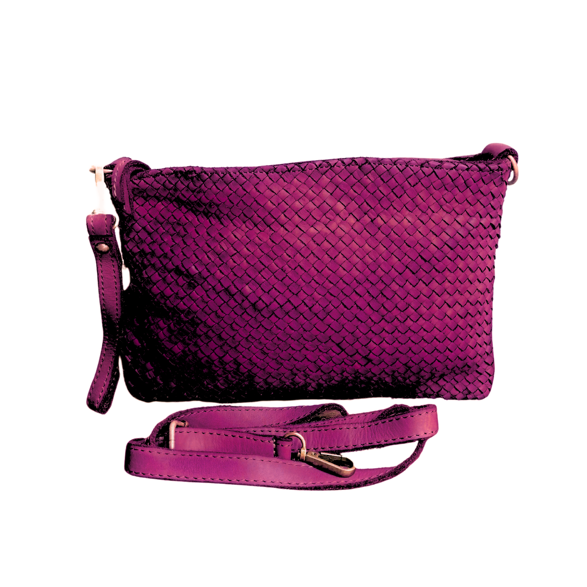 Tracolla Media Intrecciata 18x28cm Vera Pelle Sauvage Stile Vintage