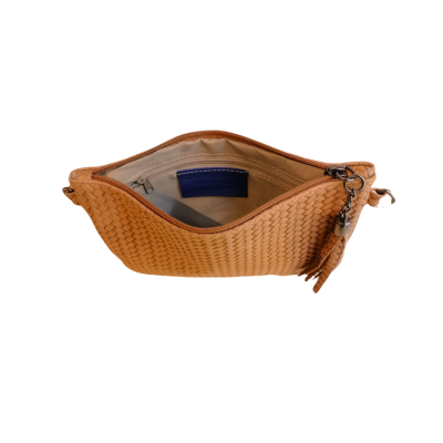 Bustina Tracolla in Vera Pelle Stampata Intreccia Made in Italy