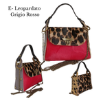 colorE-Leopardato Grigio Rosso Bee bag larga Cavallino