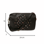 Borsetta a Tracolla Doppio Zip con Rivetti in Vera Pelle Sauvage Vintage