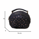 Borsetta Rotonda con Rivetti a Tracolla in Vera Pelle Sauvage