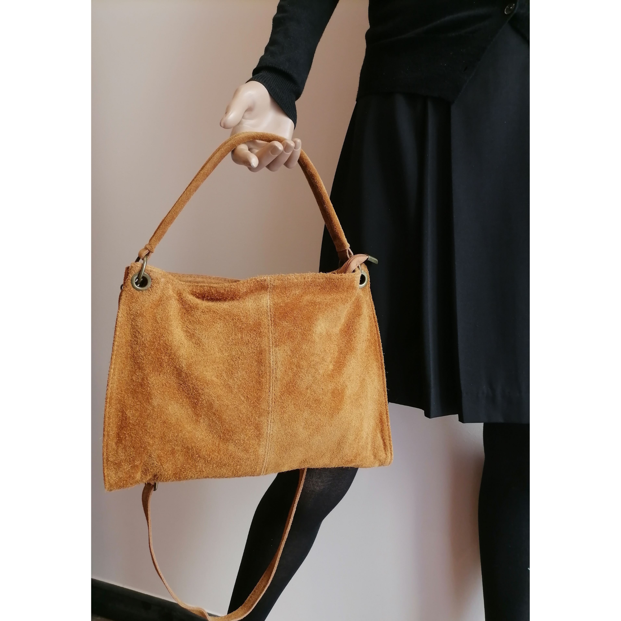 Borsa A Tracolla In Pelle Scamosciata Marrone Scuro | Disponibile - Foto 11