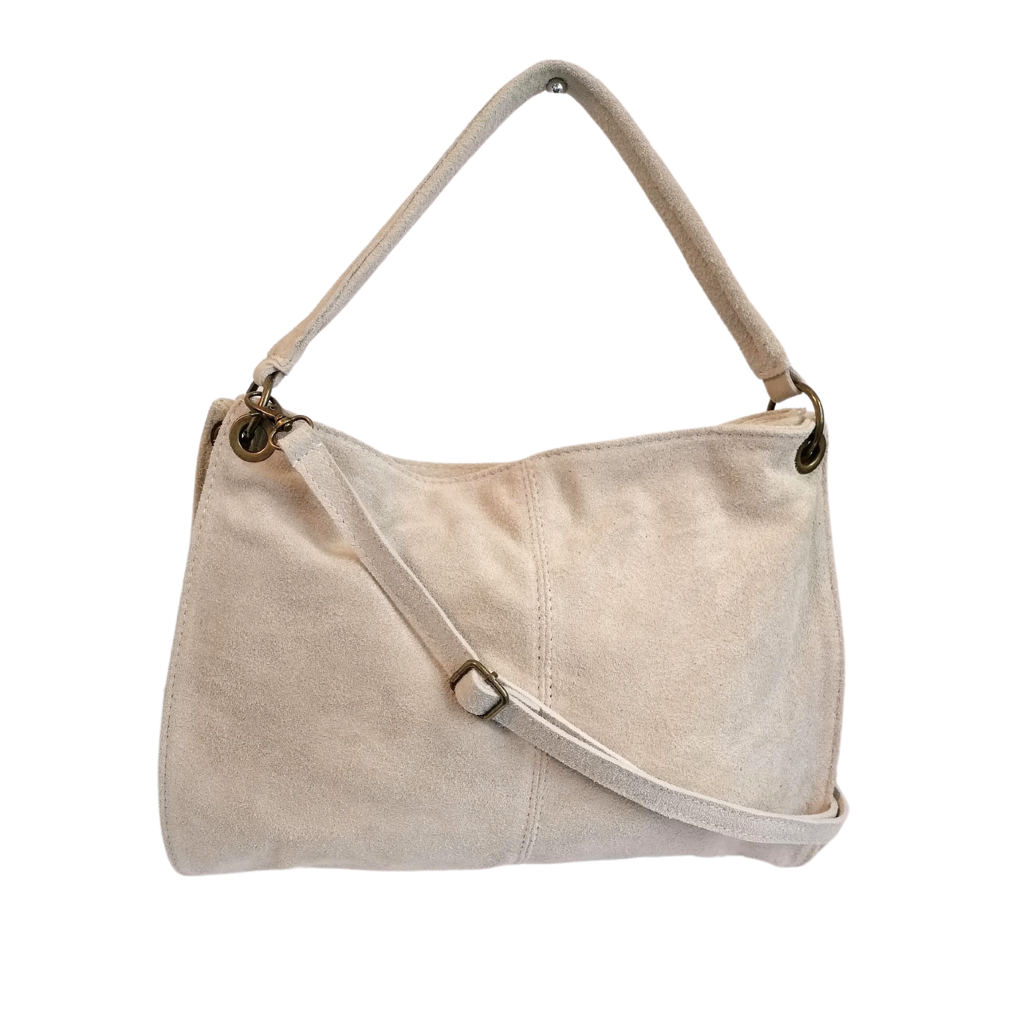 Borsa A Spalla Donna In Pelle Scamosciata - Hobo Retrò, Tracolla Regolabile, Autunno/Inverno - Foto 4