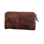 Offerta Portafoglio Due Zip 17x10 Vera Pelle Sauvage Intrecciata Effetto Vintage POFSS177-1035506