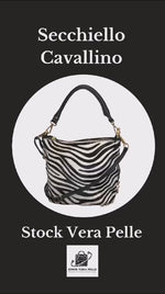 Secchiello con Tracolla in Vera Pelle tipo Cavallino Made In Italy