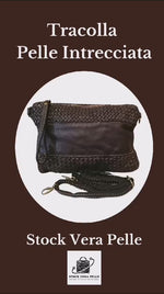 Tracolla Media Vera Pelle Sauvage Intrecciata e Liscia Vintage Made in Italy