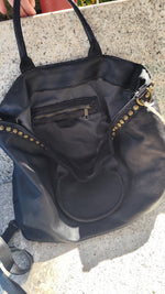 A metà prezzo! Borsa grande con Borchie in Vera Pelle Sauvage