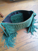 Borsa con Frangia in Vera Pelle Scamosciata