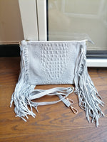 Borsa con Frangia in Vera Pelle Scamosciata