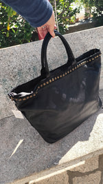 A metà prezzo! Borsa grande con Borchie in Vera Pelle Sauvage