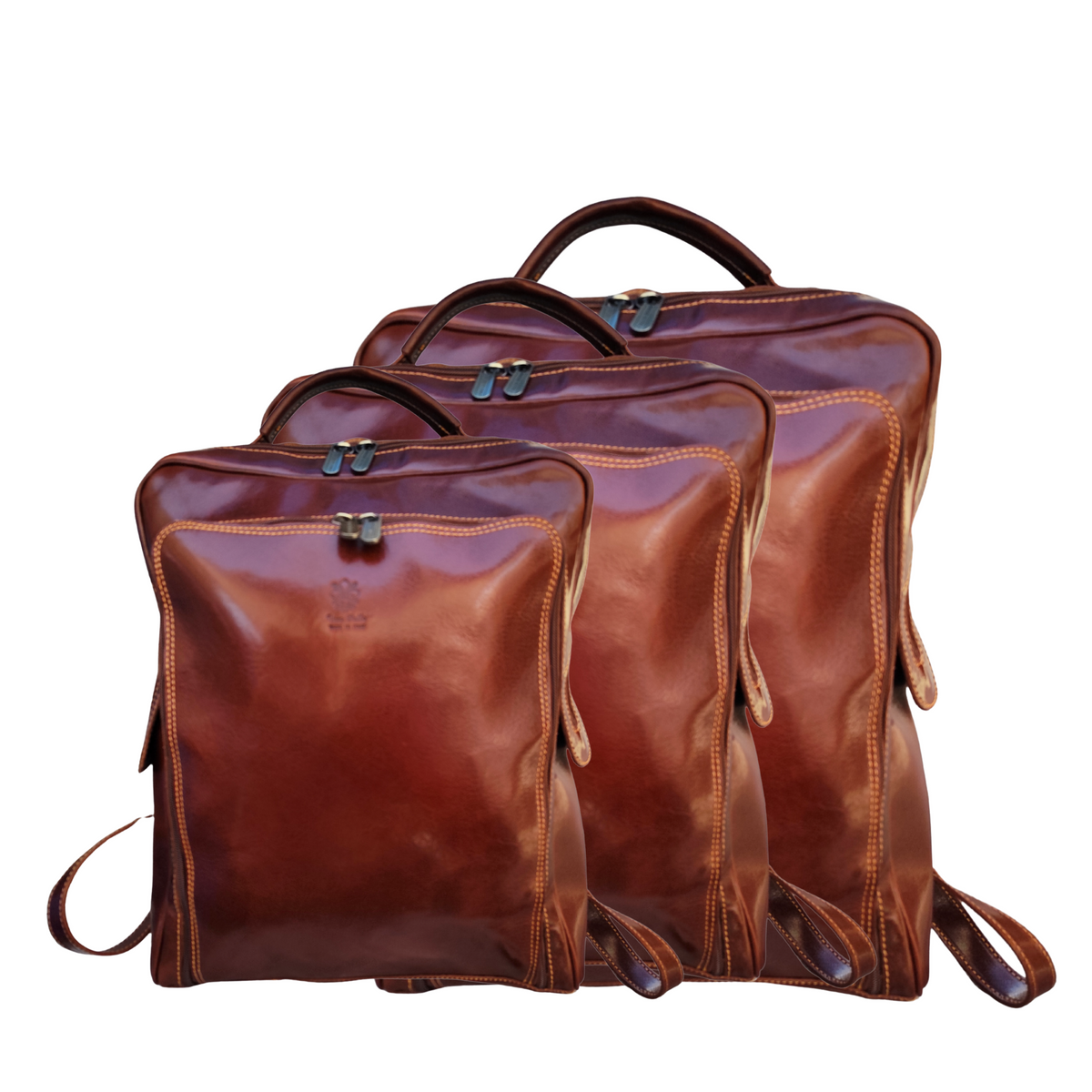 Zaino con Zip in Vero Cuoio Rigido Artigianale Made in Italy
