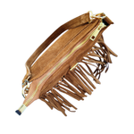 Borsa a Tracolla con Frangia in Vera Pelle Scamosciata Made in Italy