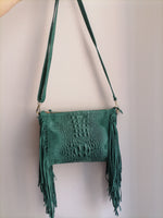 Borsa con Frangia in Vera Pelle Scamosciata