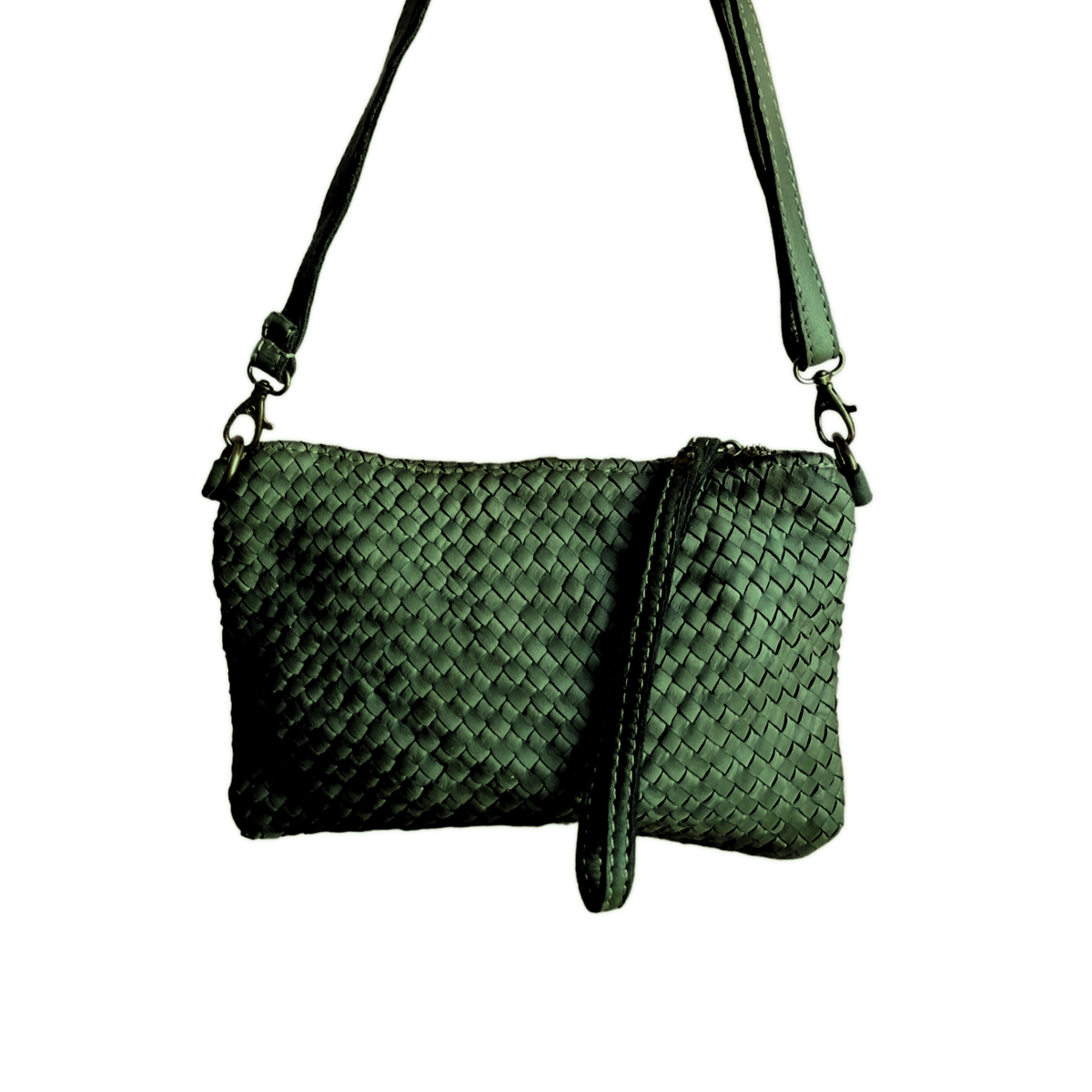 Tracolla Piccola Rettangolo Intrecciata 14 x 23cm Vera Pelle Sauvage Vintage