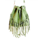 Borsa a Secchiello con Frangia in Pelle Scamosciataq