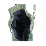 Borsa a Secchiello con Frangia in Pelle Scamosciataq