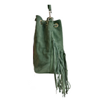 Borsa a Secchiello con Frangia in Pelle Scamosciataq