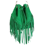 Borsa a Secchiello con Frangia in Pelle Scamosciataq