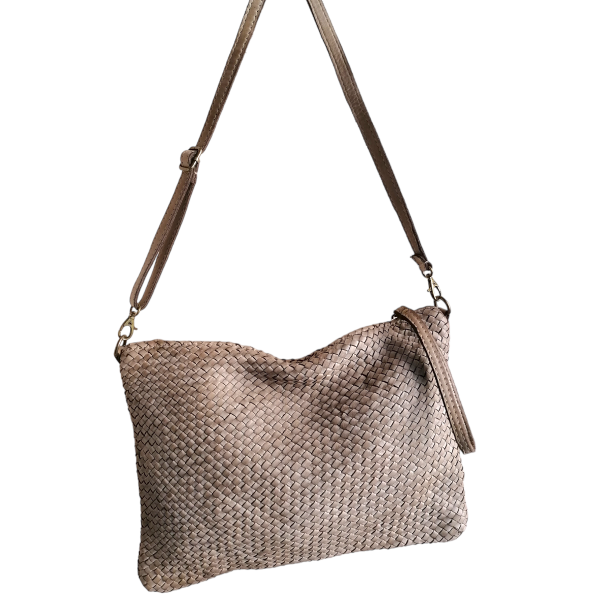 Tracolla Grande Intrecciata Fronte/Retro 23x35cm Vera Pelle Sauvage Vintage