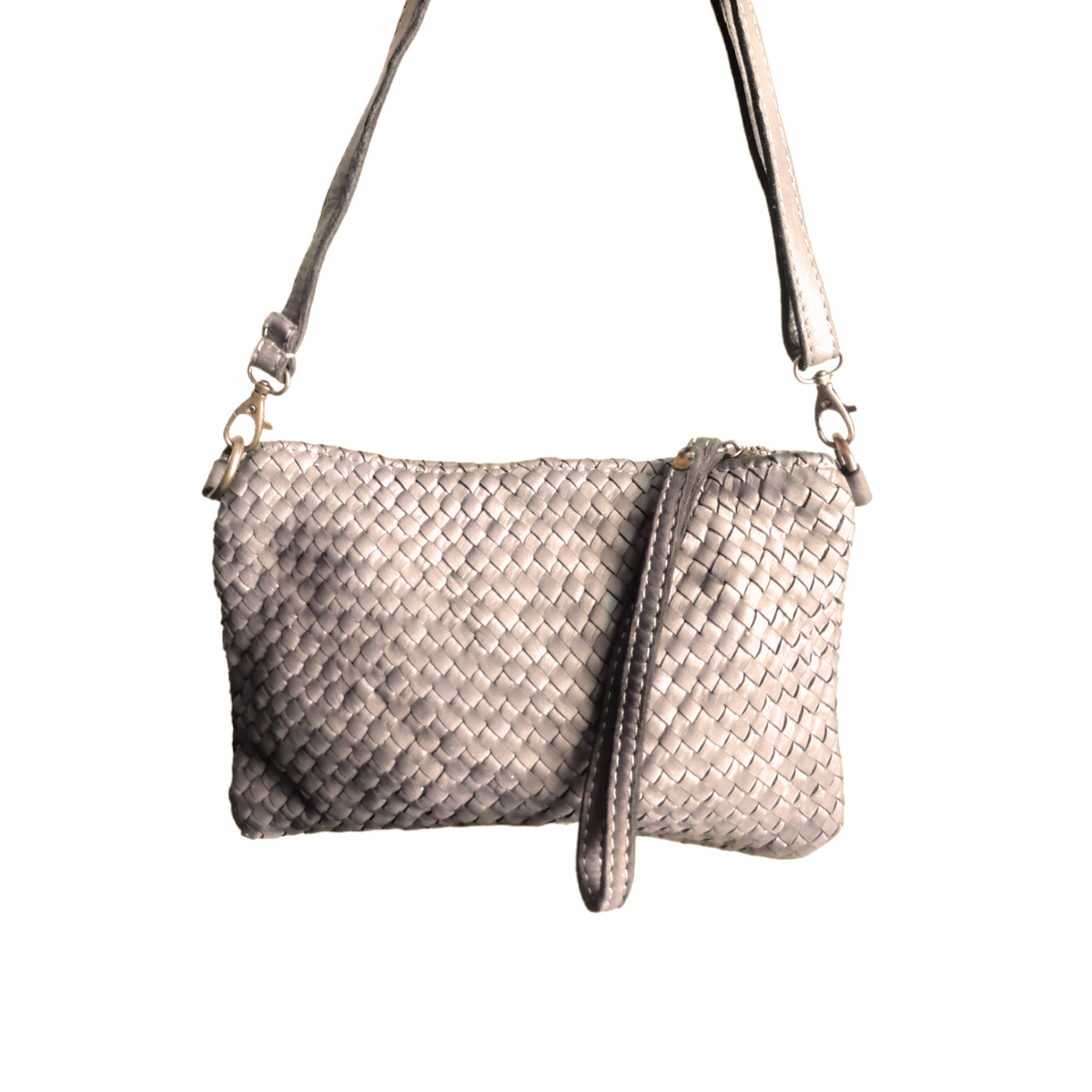 Tracolla Piccola Rettangolo Intrecciata 14 x 23cm Vera Pelle Sauvage Vintage