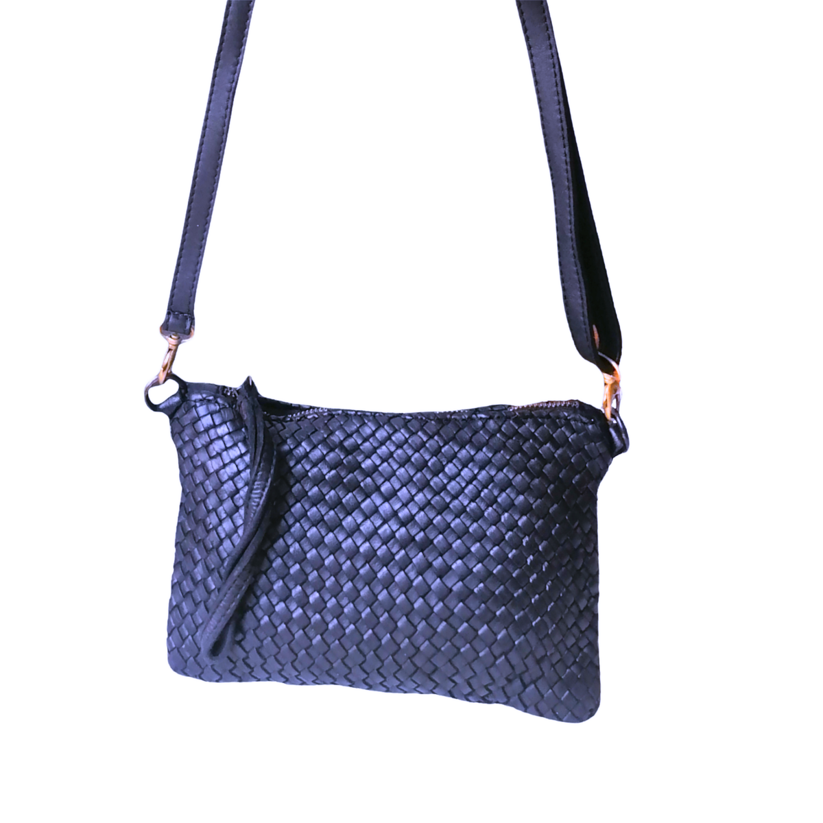 Tracolla Piccola Rettangolo Intrecciata 14 x 23cm Vera Pelle Sauvage Vintage