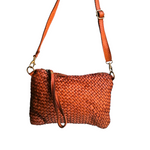 Tracolla Piccola Rettangolo Intrecciata 14 x 23cm Vera Pelle Sauvage Vintage