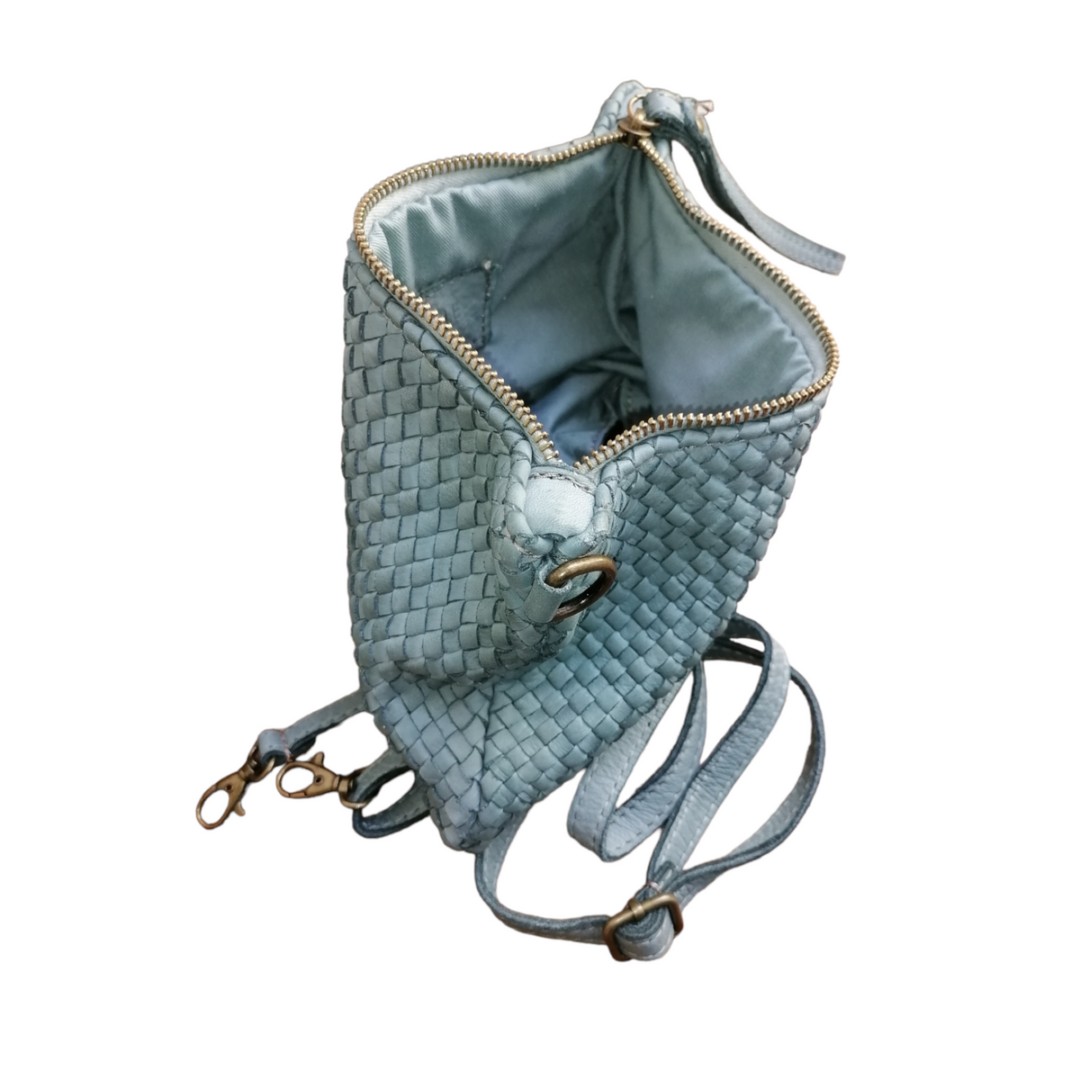 Tracolla Piccola Rettangolo Intrecciata 14 x 23cm Vera Pelle Sauvage Vintage
