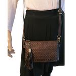 Borsetta a Tracolla Doppio Comparto in Vera Pelle Intrecciata Sauvage