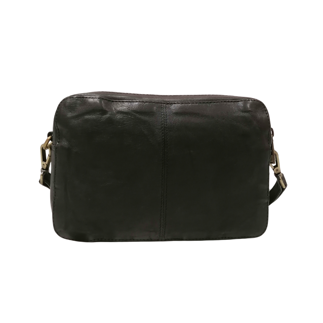 Borsetta a Tracolla Doppio Zip con Rivetti in Vera Pelle Sauvage Vintage