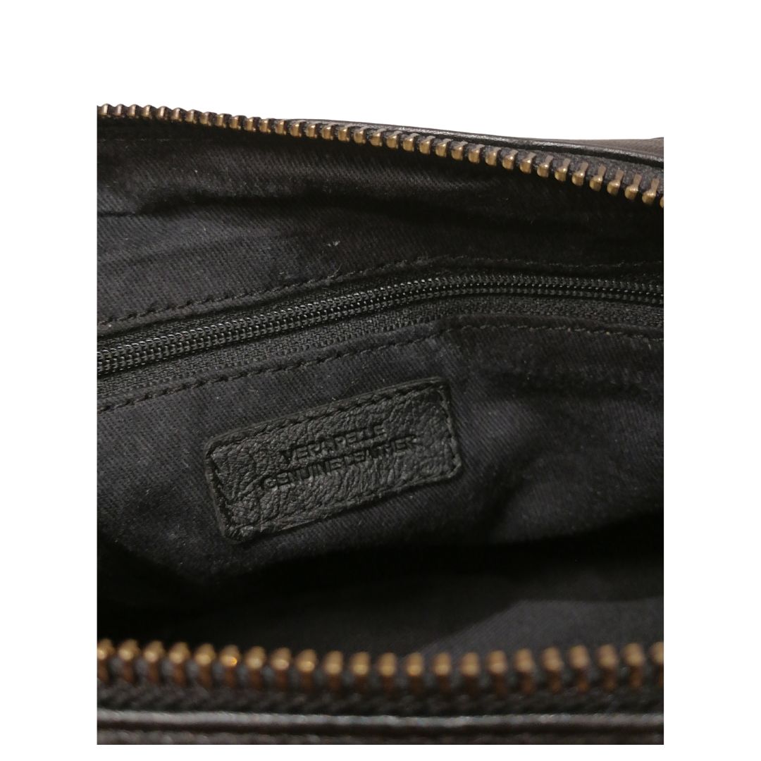 Borsetta a Tracolla Doppio Zip con Rivetti in Vera Pelle Sauvage Vintage