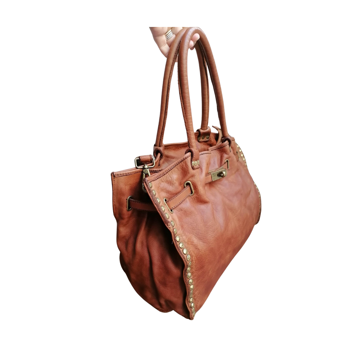 A Meta Prezzo! STOCK SS208 Borsa con Cintura in Vera Pelle Sauvage Stile Vintage