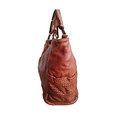 A Meta Prezzo! STOCK SS213 Borsa in Vera Pelle Intrecciata Sauvage Stile Vintage