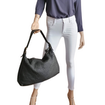 Hobo Bag Grande in Vera Pelle Intrecciata Stile Vintage Made In Italy SS216