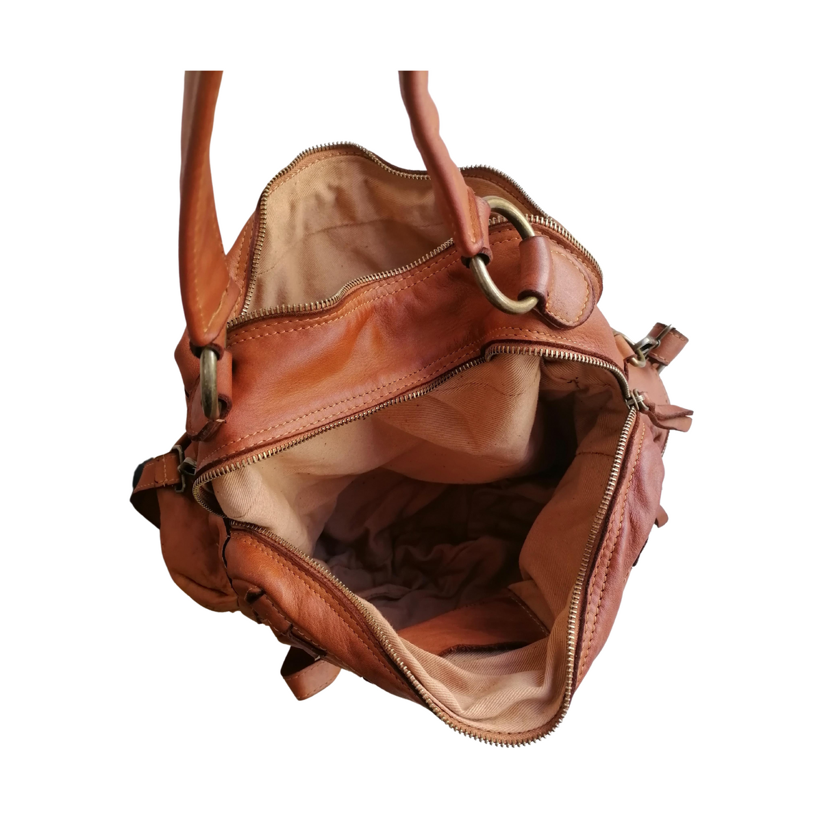 Borsa Bauletto 2 Zip in Vera Pelle Intrecciata Sauvage Stile Vintage Made In Italy SS218