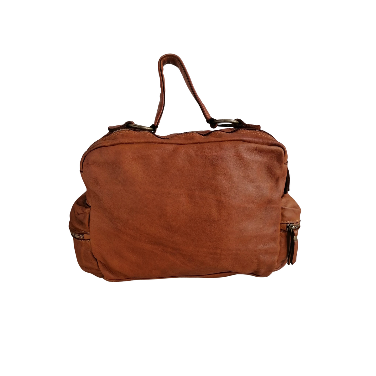 Borsa Bauletto 2 Zip in Vera Pelle Intrecciata Sauvage Stile Vintage Made In Italy SS218