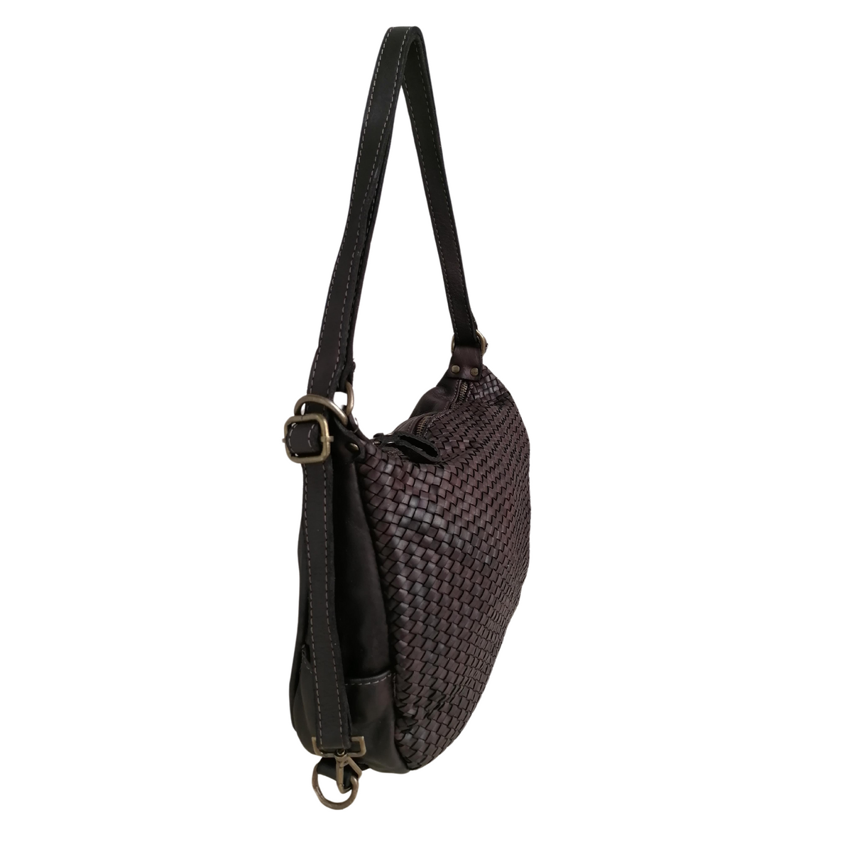 2way Zaino / Borsa in Vera Pelle Intrecciata Sauvage Vintage Made In Italy SS219