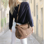 Borsa a Tracolla con Pattina in Vera Pelle Intrecciata Made In Italy SS228