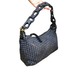 Tracolla Artigianale Vera Pelle Sauvage Intrecciata | manico ad anelli Made In Italy