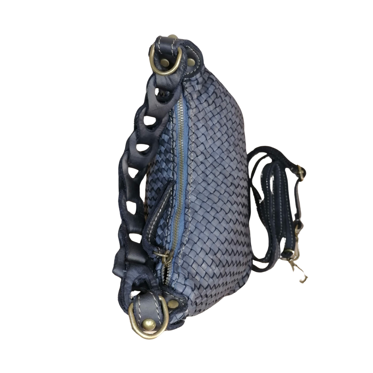 Tracolla Artigianale Vera Pelle Sauvage Intrecciata | manico ad anelli Made In Italy