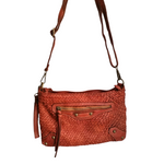 Tracolla in Vera Pelle Sauvage Intrecciata Vintage 18x29cm SS240 Made in Italy