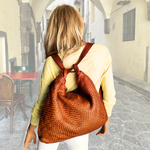 Borsa / Zaino Grande in Vera Pelle Intrecciata Sauvage Stile Vintage