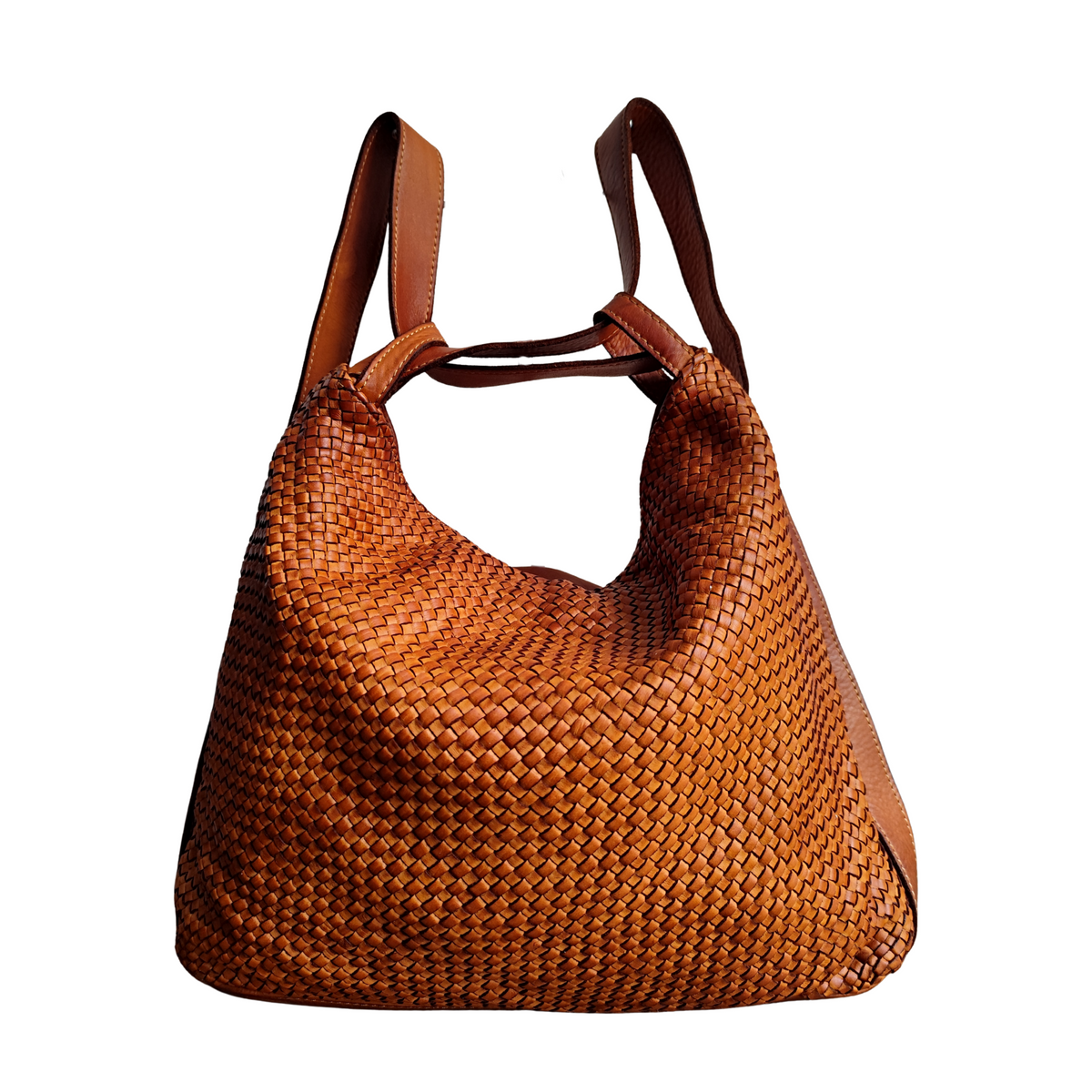 Borsa / Zaino Grande in Vera Pelle Intrecciata Sauvage Stile Vintage