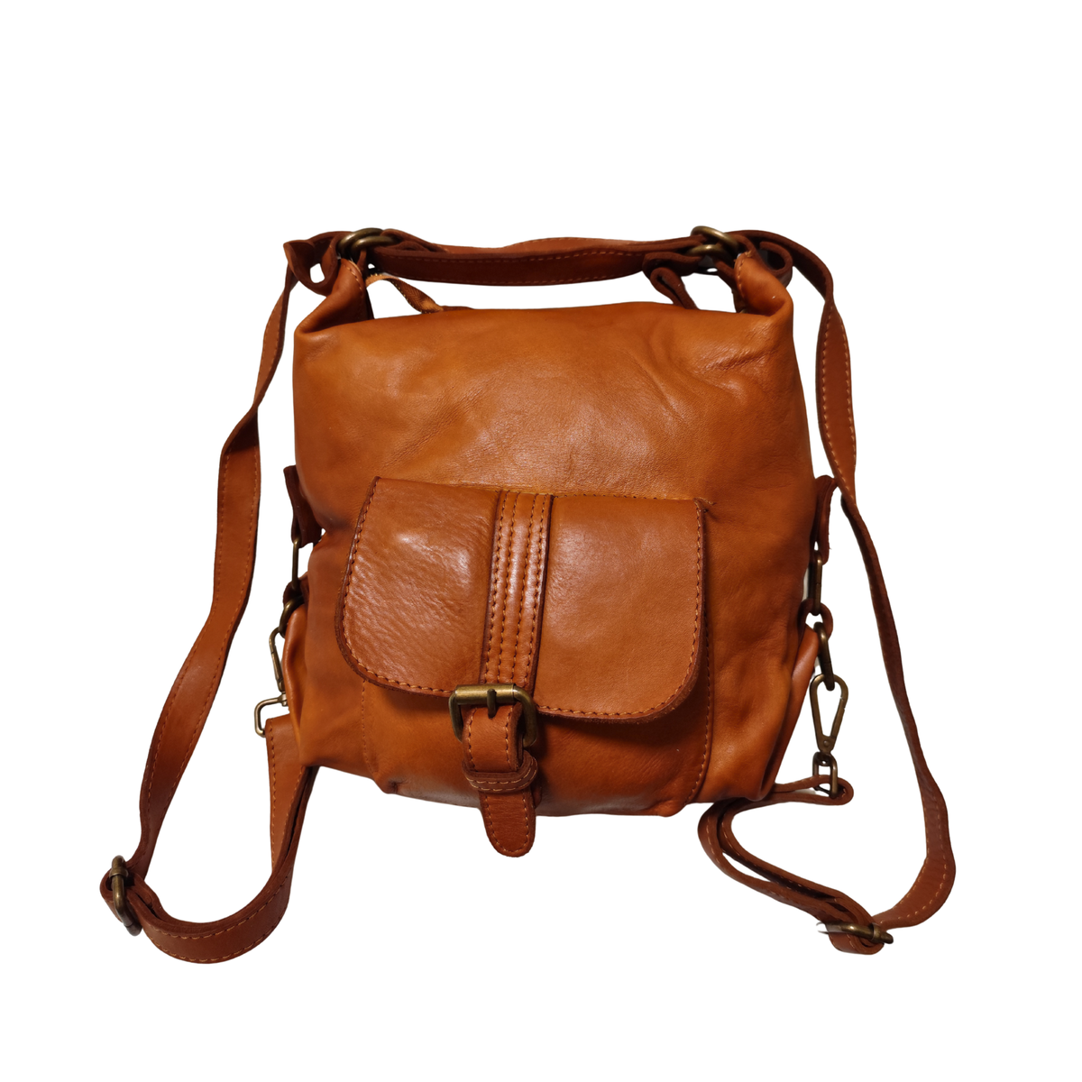 Borsa/Zaino con Tasca in Vera Pelle Liscia Sauvage | Made in Italy | SS262