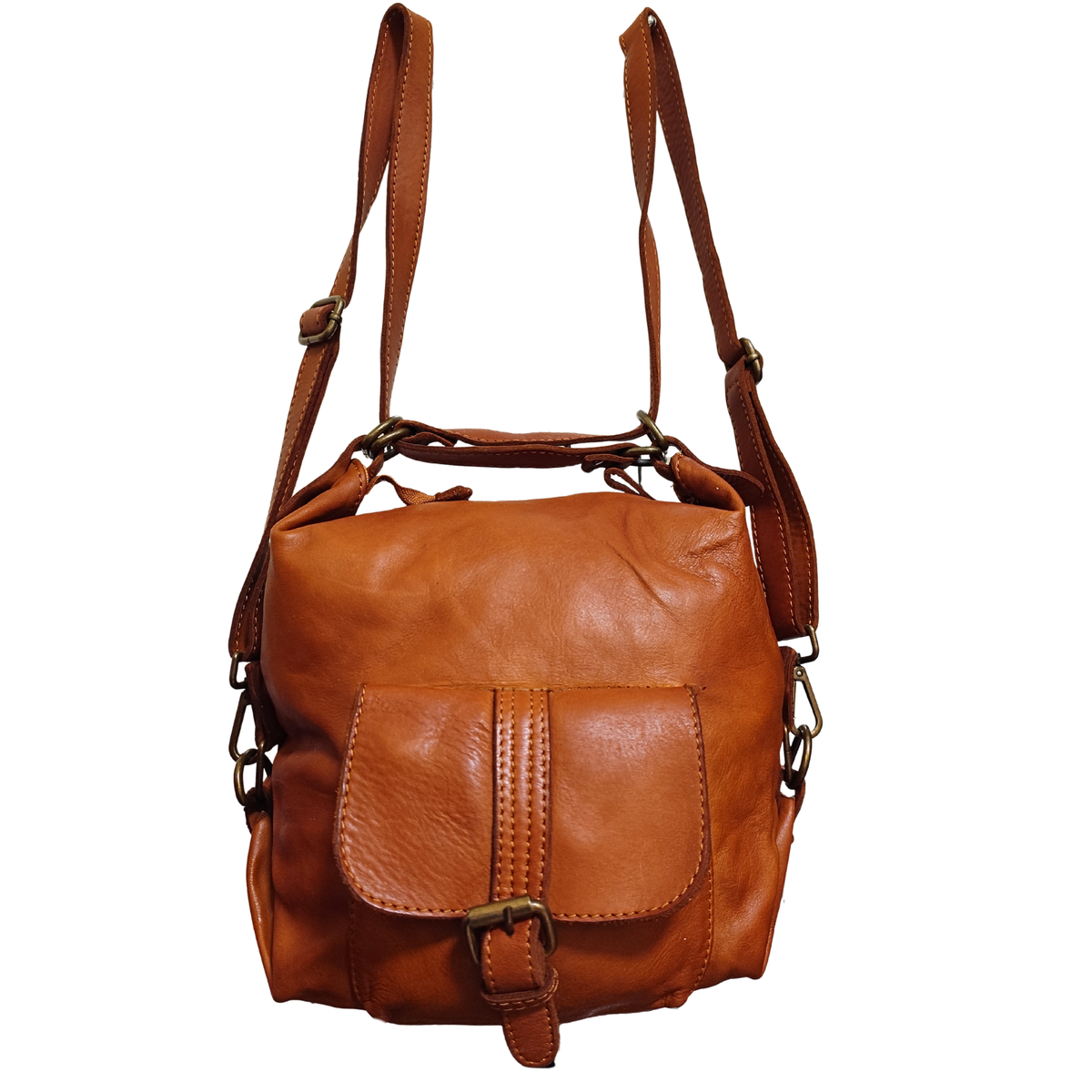 Borsa/Zaino con Tasca in Vera Pelle Liscia Sauvage | Made in Italy | SS262