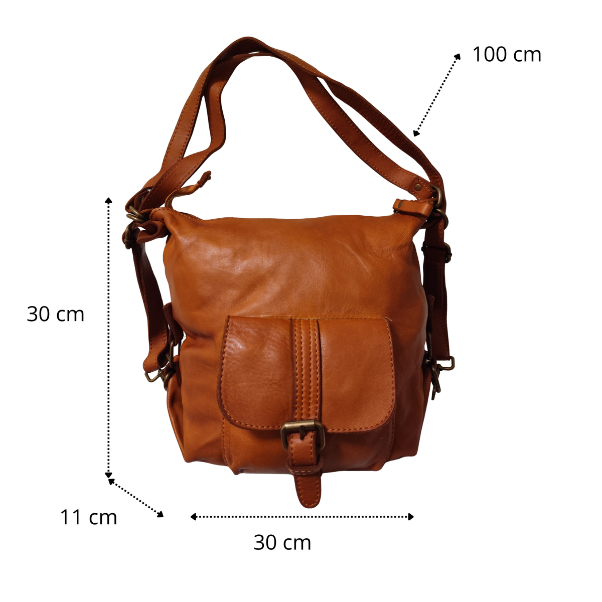 Borsa/Zaino con Tasca in Vera Pelle Liscia Sauvage | Made in Italy | SS262