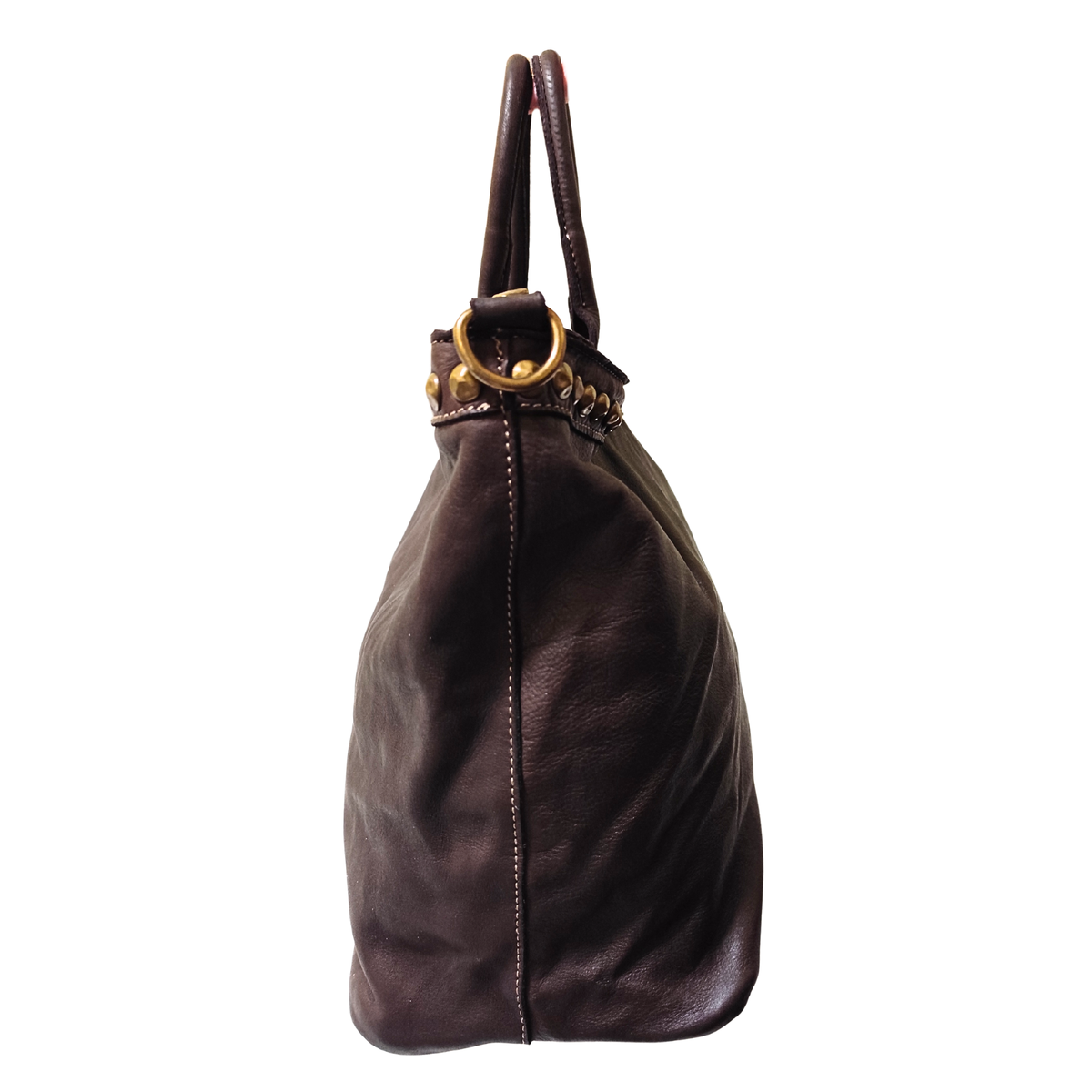 A metà prezzo! Borsa grande con Borchie in Vera Pelle Sauvage