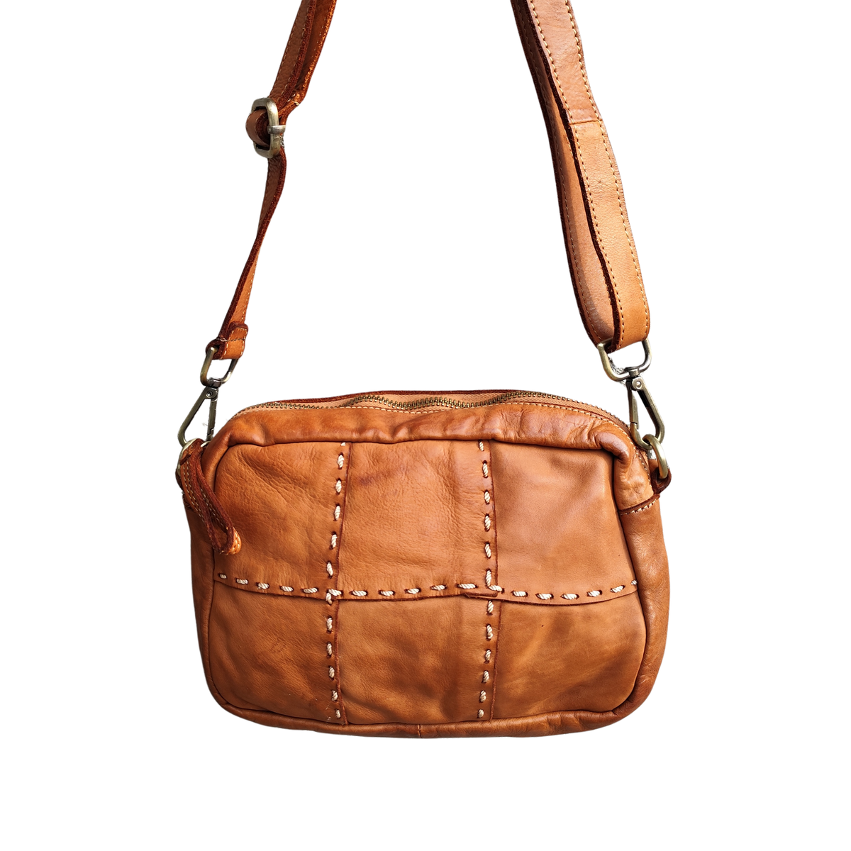Borsa a Tracolla con cuciturain Vera Pelle Sauvage Made in Italy