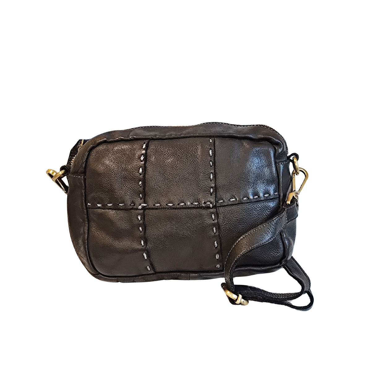 Borsa a Tracolla con cuciturain Vera Pelle Sauvage Made in Italy